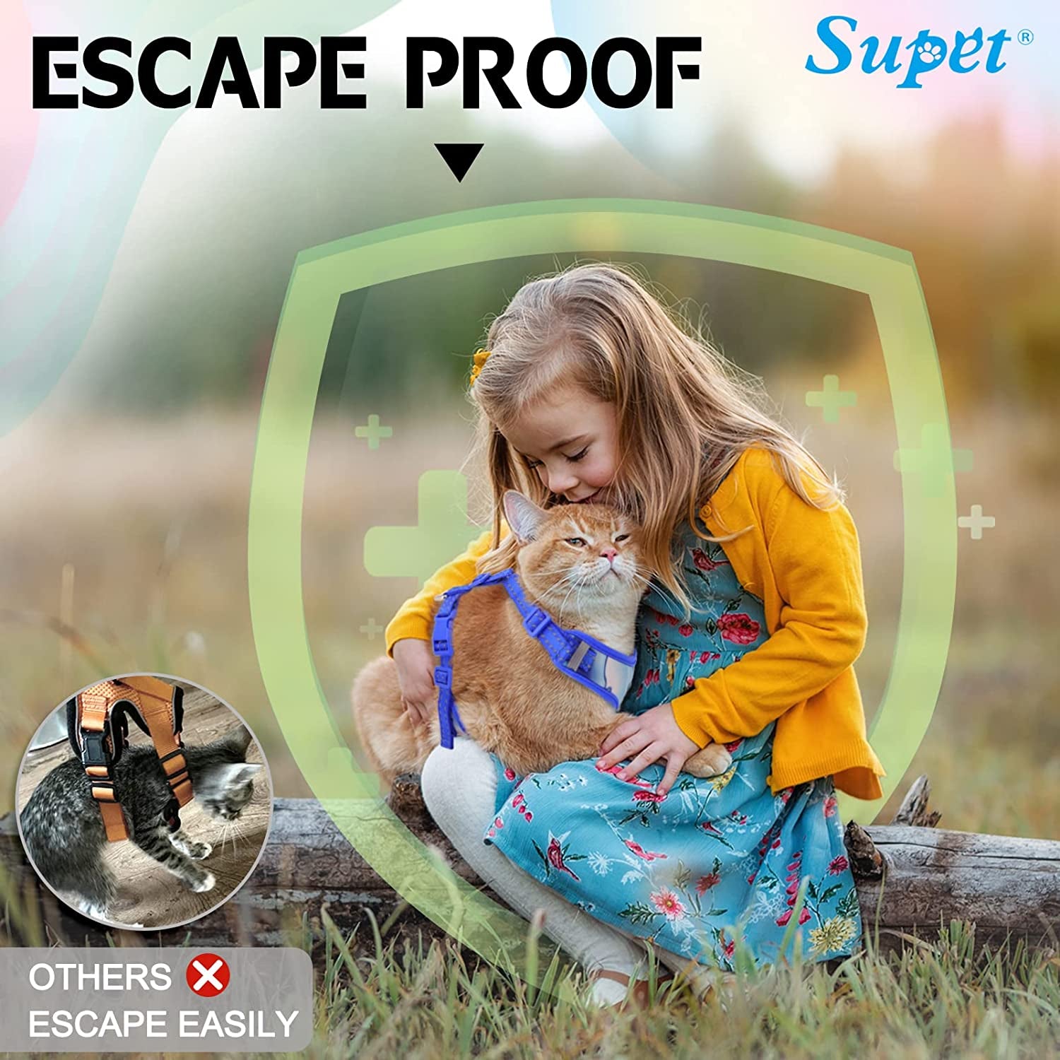 Cat Harness and Leash Set Stylish Escape Proof Cat Vest Harness Adjustable Breathable Pet Leash with Reflective Trim