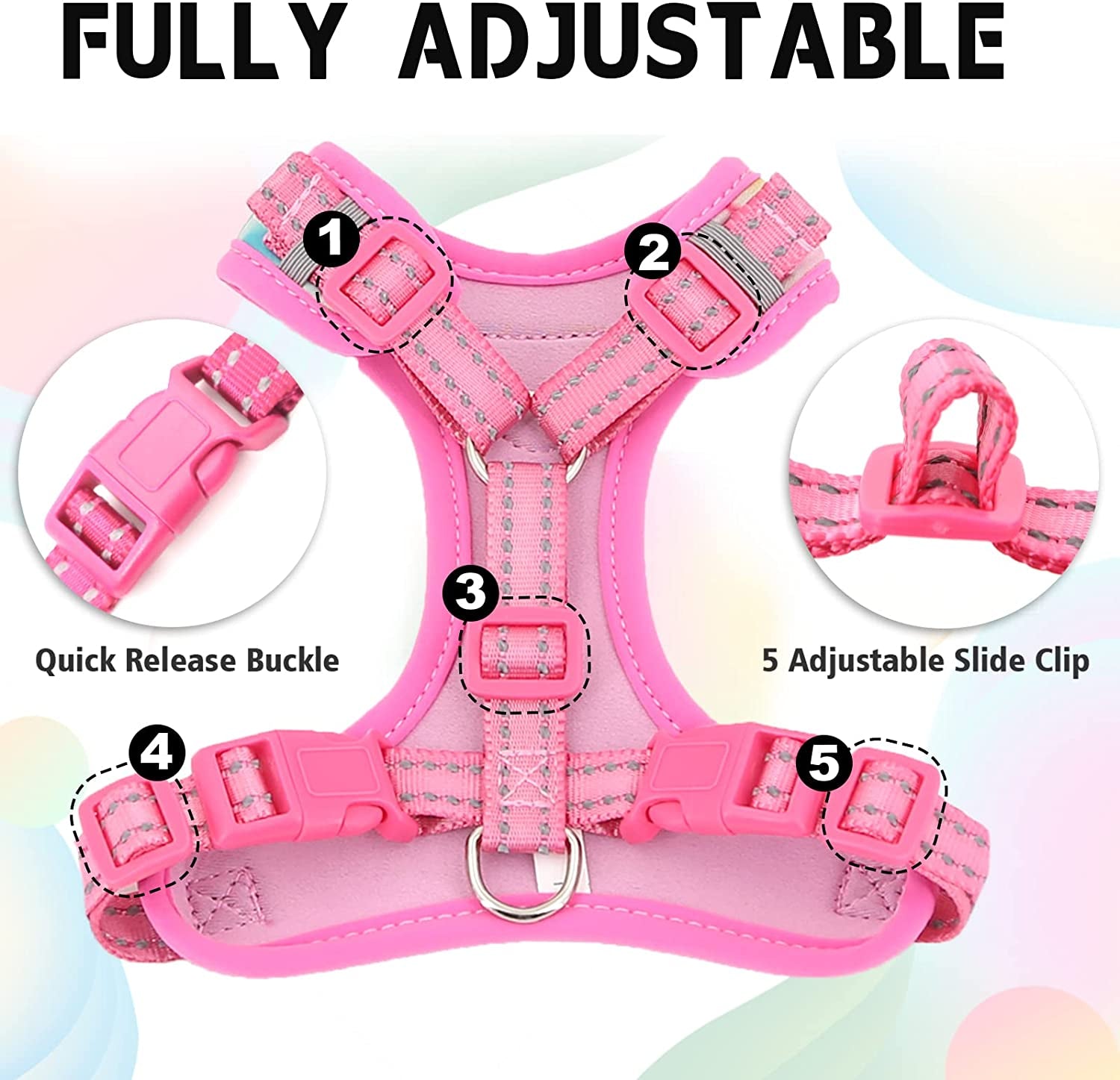 Cat Harness and Leash Set Stylish Escape Proof Cat Vest Harness Adjustable Breathable Pet Leash with Reflective Trim